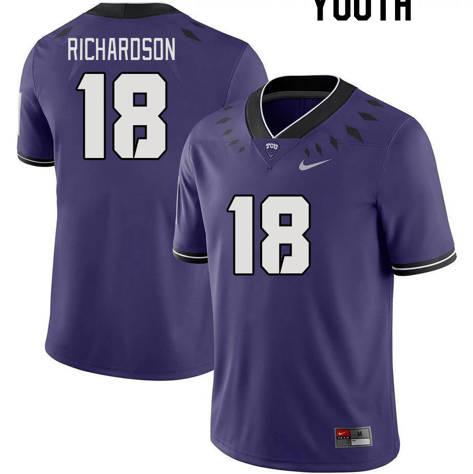 Youth #18 JP Richardson TCU Horned Frogs 2023 College Footbal Jerseys Stitched-Purple
